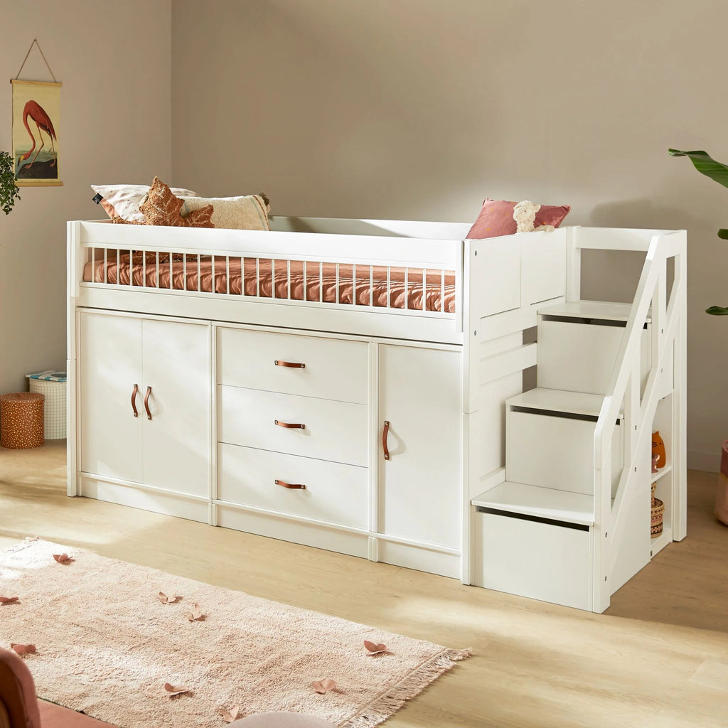 ALL-IN-ONE Semi High Bed with Stepladder