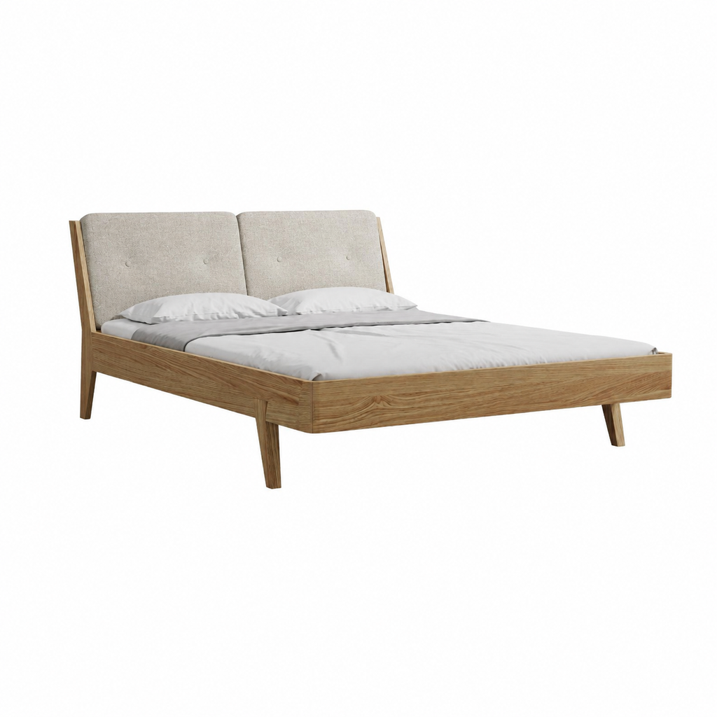 ASPECT Wooden Bed with Double Upholstered Headboard