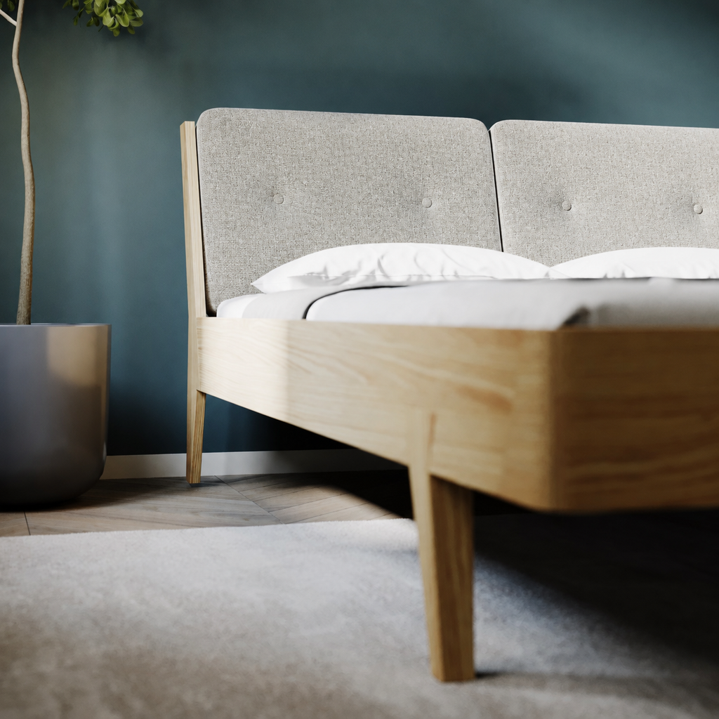 ASPECT - Solid Wood Bed - Fabric - Double Headboard | Milola