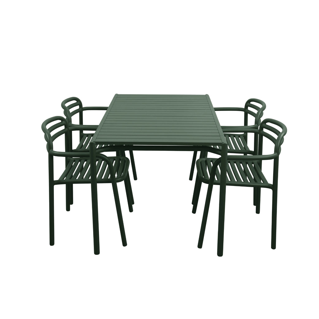 BLISS Outdoor Dining Table Set in Dark Green - Cane-Line | Milola