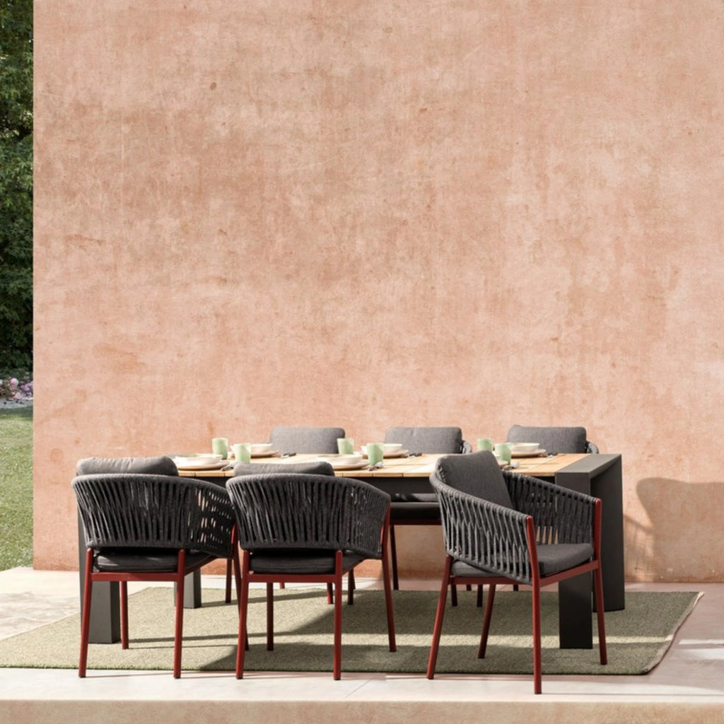 CAMERON Extendable Teak Outdoor Dining Table  in Charcoal - Bizzotto | Milola