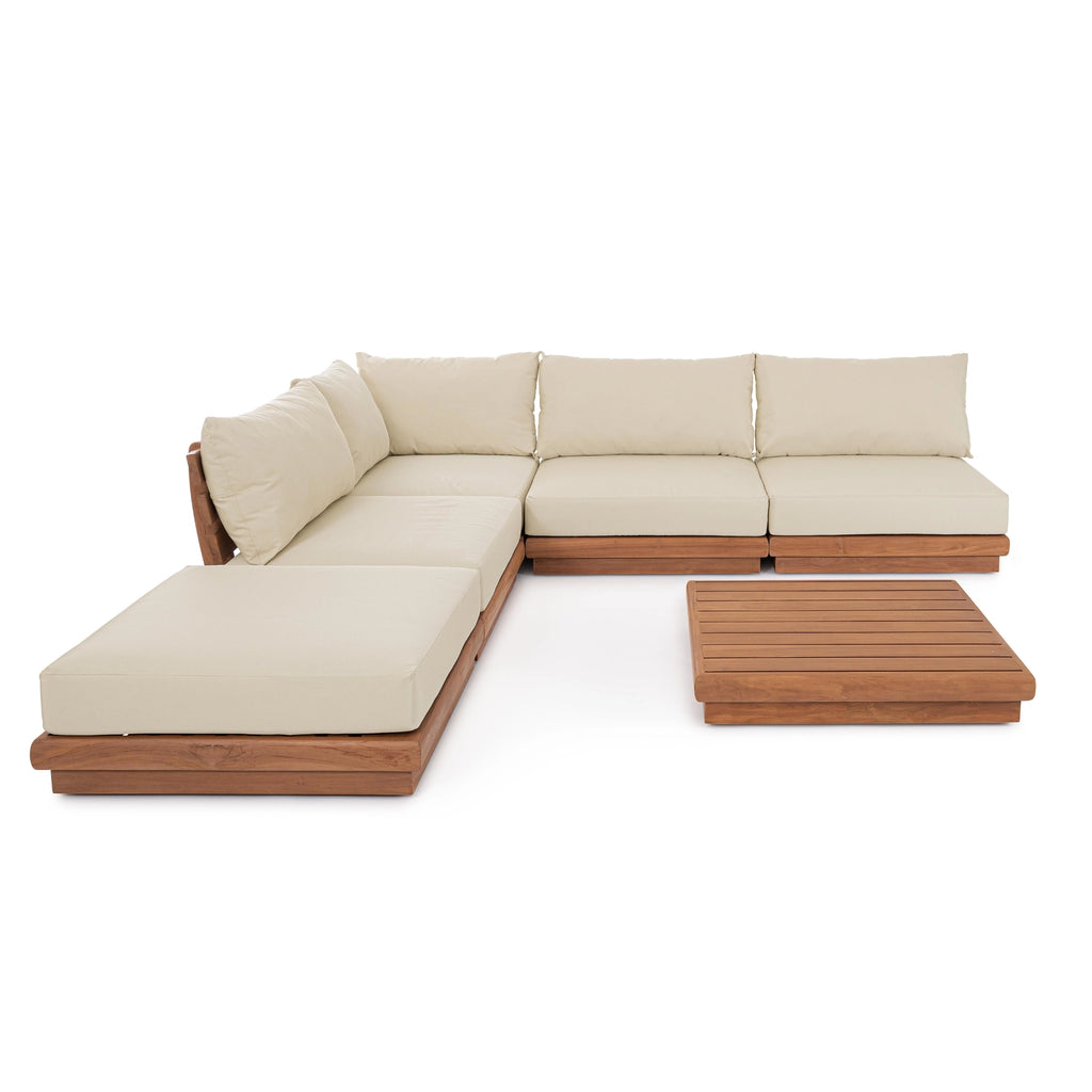 DELGADA Modular Outdoor Sofa in Teak - Bizzotto | Milola