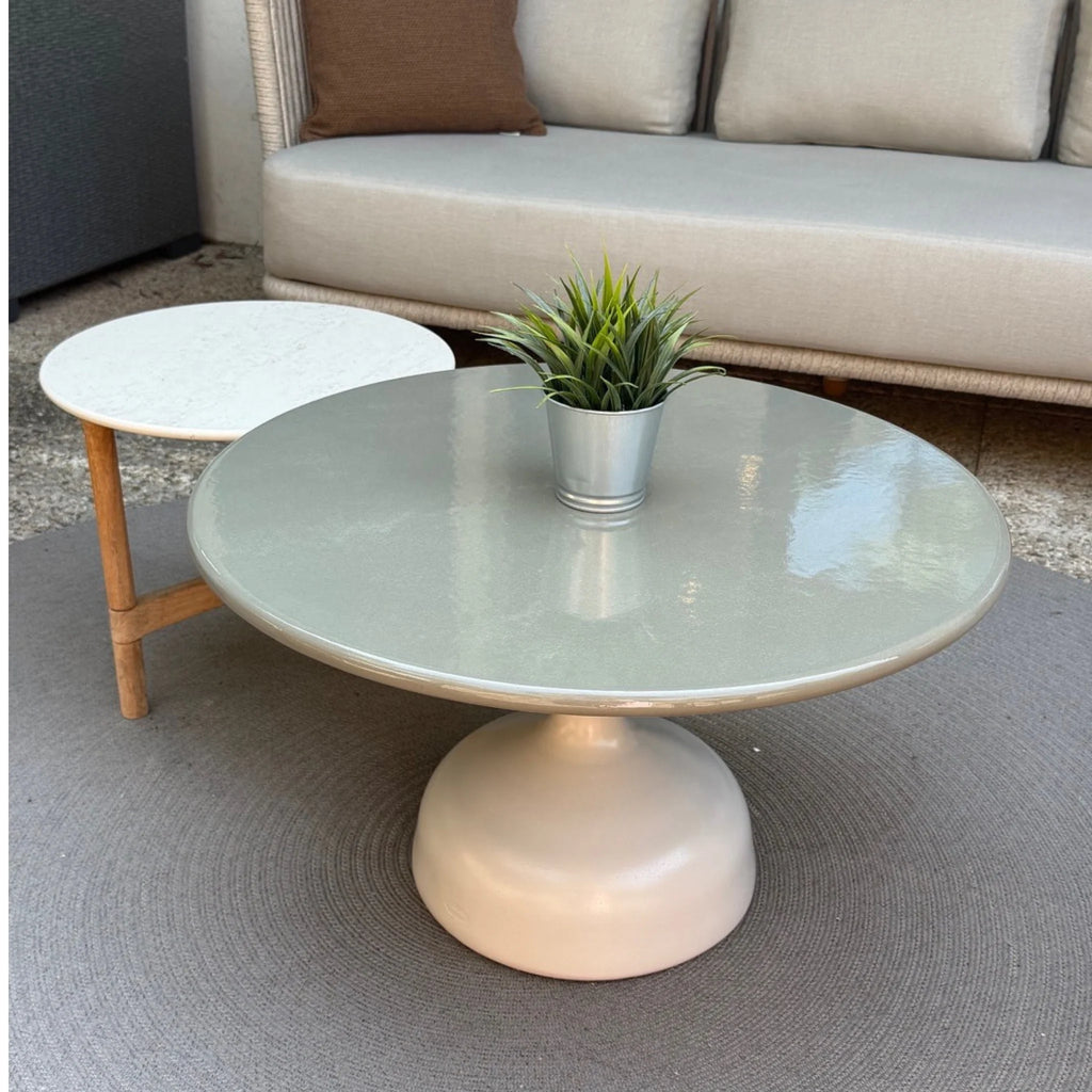 GLAZE Stone and Aluminium Round Outdoor Coffee Table - OUTLET