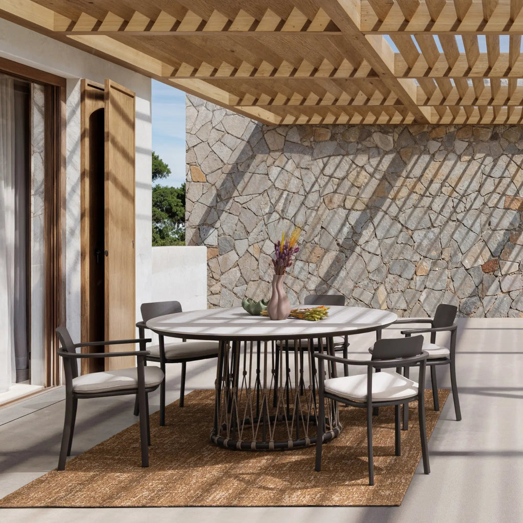 LANAI Round Outdoor Dining Table with Stone Top - Bizzotto | Milola