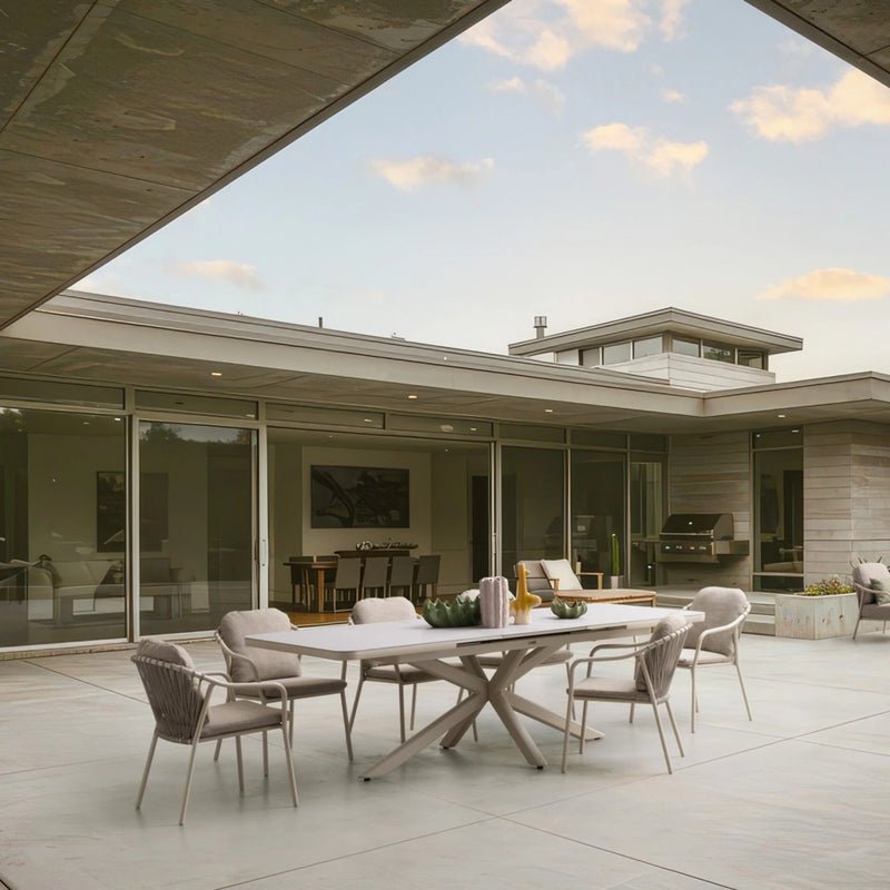 PASCAL Sintered Stone Outdoor Extendable Dining Table in Pelican Aluminium - Bizzotto | Milola