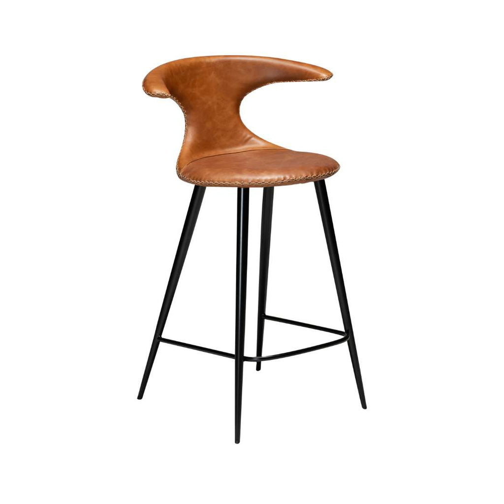 FLAIR Counter Stool - Leather, Black Metal Legs