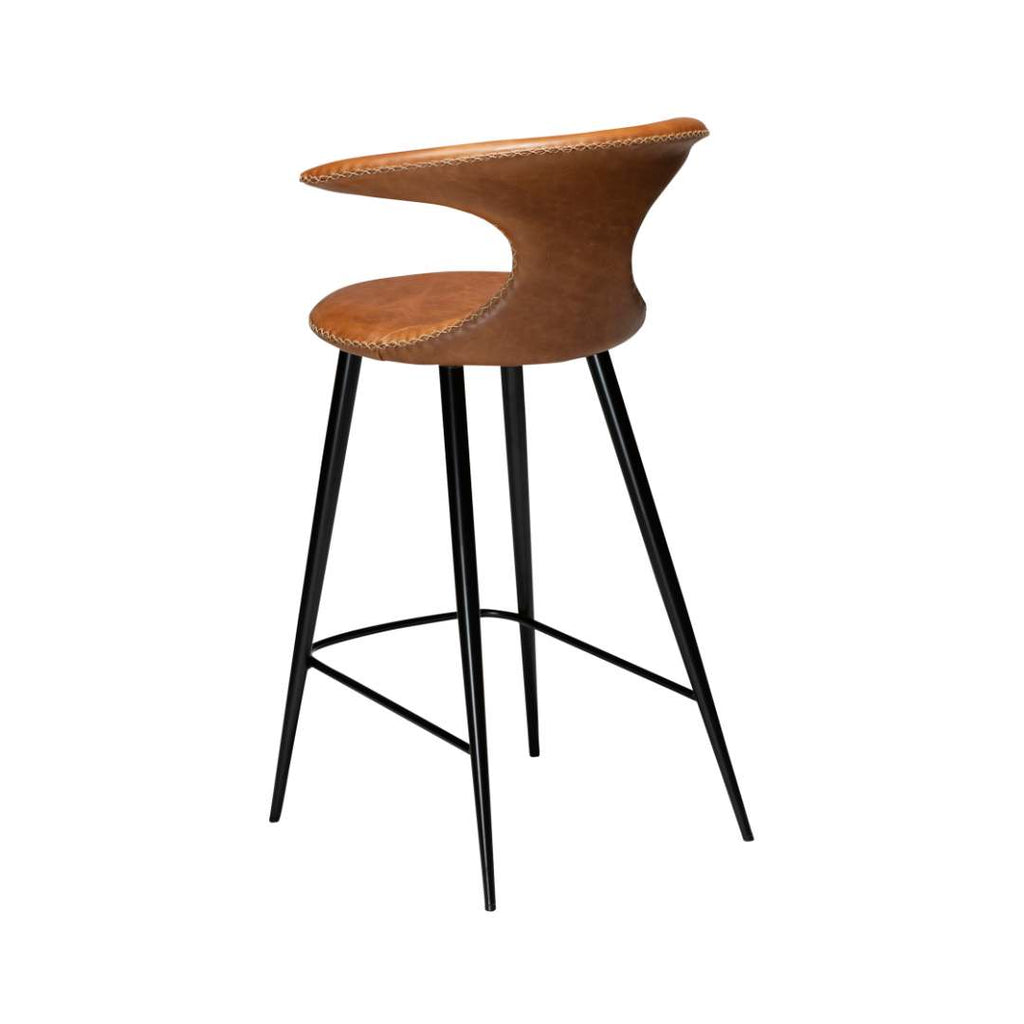 FLAIR Counter Stool - Leather, Black Metal Legs